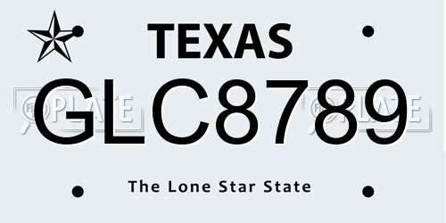 GLC8789 Texas License Plate