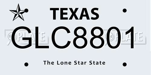 GLC8801 Texas License Plate