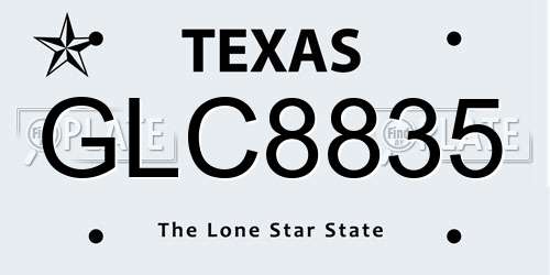 GLC8835 Texas License Plate
