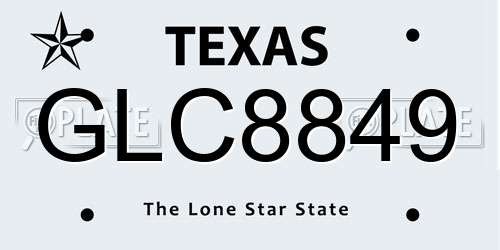 GLC8849 Texas License Plate