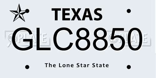 GLC8850 Texas License Plate