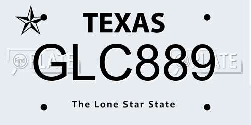 GLC889 Texas License Plate