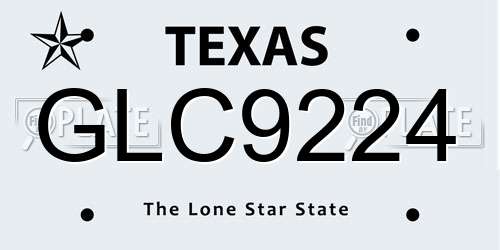 GLC9224 Texas License Plate