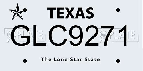 GLC9271 Texas License Plate