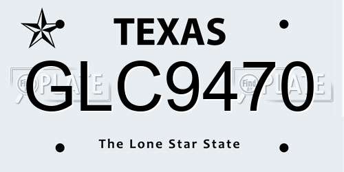 GLC9470 Texas License Plate