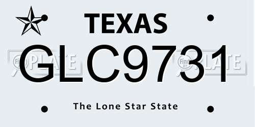 GLC9731 Texas License Plate