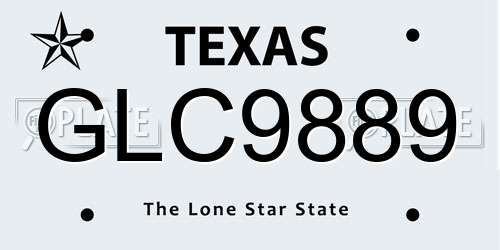 GLC9889 Texas License Plate