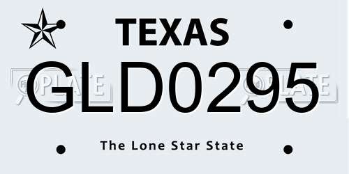 GLD0295 Texas License Plate