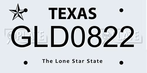 GLD0822 Texas License Plate