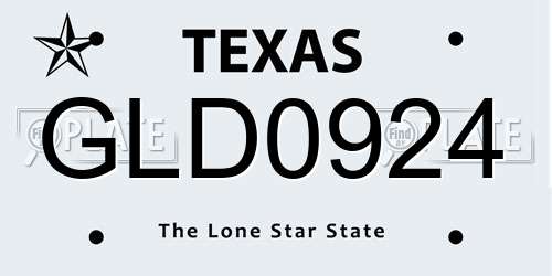 GLD0924 Texas License Plate