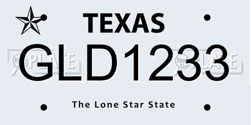 GLD1233 Texas License Plate