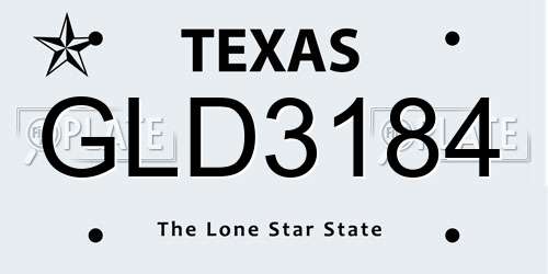GLD3184 Texas License Plate
