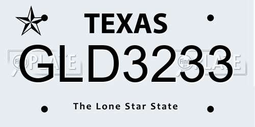 GLD3233 Texas License Plate