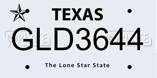 GLD3644 Texas License Plate