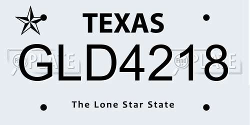 GLD4218 Texas License Plate