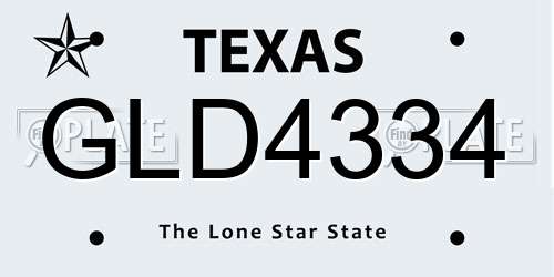 GLD4334 Texas License Plate