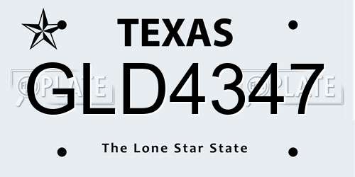GLD4347 Texas License Plate
