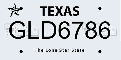 GLD6786 Texas License Plate