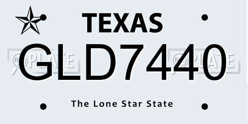 GLD7440 Texas License Plate
