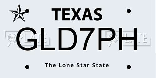 GLD7PH Texas License Plate