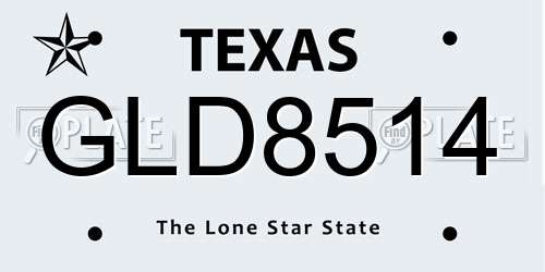 GLD8514 Texas License Plate