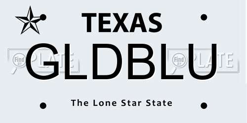 GLDBLU Texas License Plate