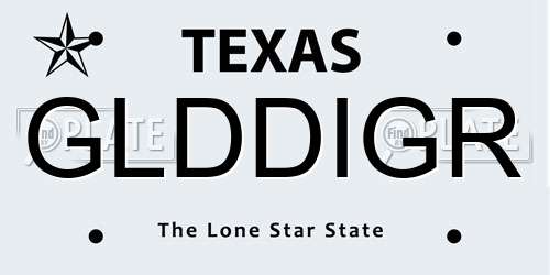 GLDDIGR Texas License Plate
