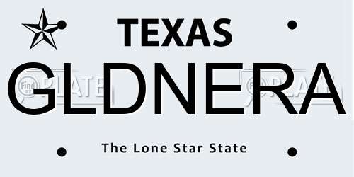 GLDNERA Texas License Plate