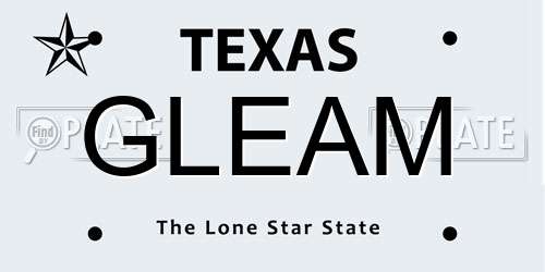 GLEAM Texas License Plate