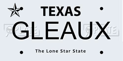 GLEAUX Texas License Plate