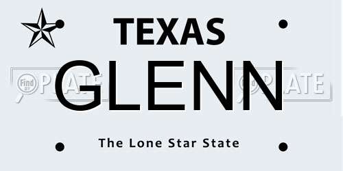 GLENN Texas License Plate
