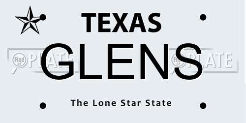 GLENS Texas License Plate