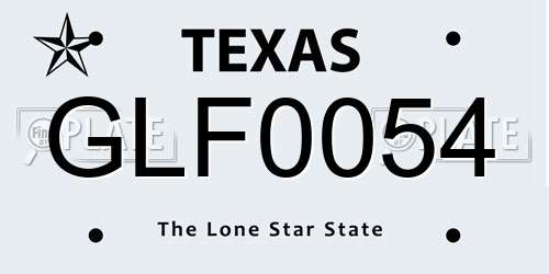 GLF0054 Texas License Plate