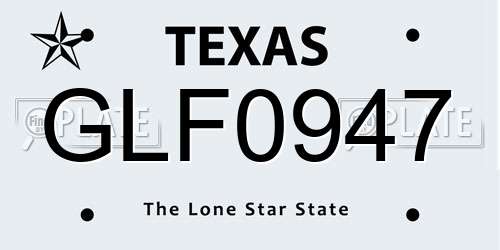 GLF0947 Texas License Plate