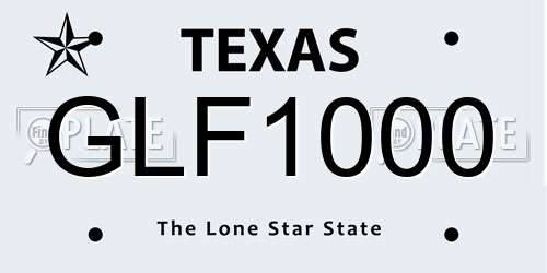 GLF1000 Texas License Plate