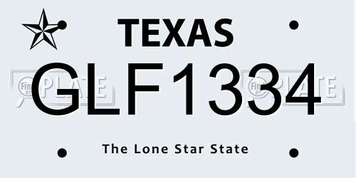 GLF1334 Texas License Plate