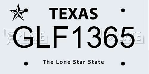 GLF1365 Texas License Plate