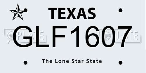 GLF1607 Texas License Plate