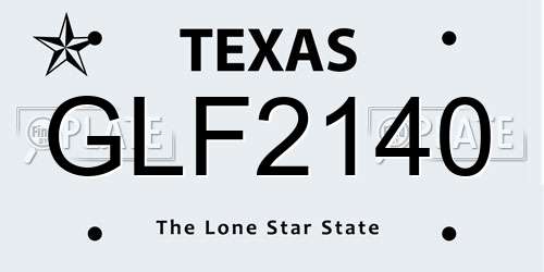 GLF2140 Texas License Plate