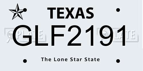 GLF2191 Texas License Plate