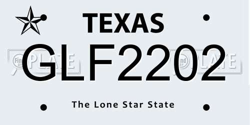 GLF2202 Texas License Plate