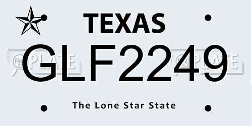 GLF2249 Texas License Plate
