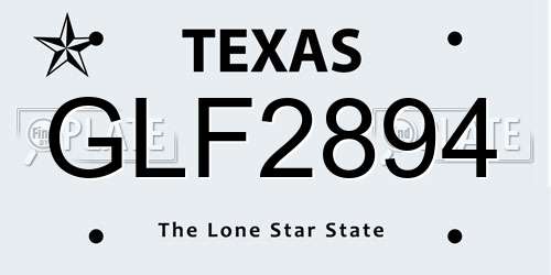 GLF2894 Texas License Plate