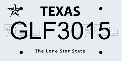 GLF3015 Texas License Plate
