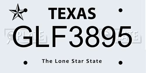GLF3895 Texas License Plate