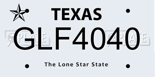GLF4040 Texas License Plate