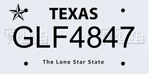 GLF4847 Texas License Plate