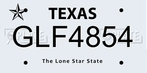 GLF4854 Texas License Plate