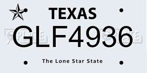 GLF4936 Texas License Plate