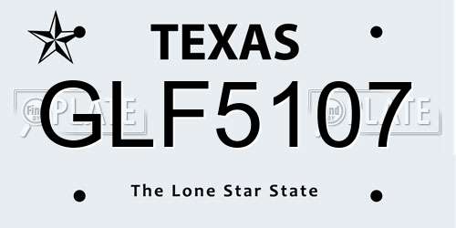 GLF5107 Texas License Plate